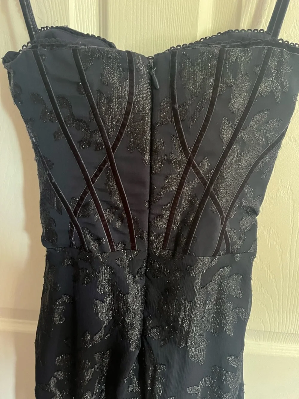 House of CB Maxi Dress Navy Blue Floral Esme Fil Coupe Corset Gown size XS - Picture 11 of 12